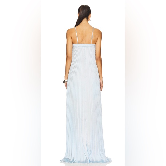 NWT Lovers + Friends Mae Gown Baby Blue Crimped Long Maxi Dress Size Medium - Picture 3 of 12
